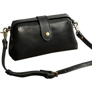 Vintage style Doctor Black Leather Crossbody